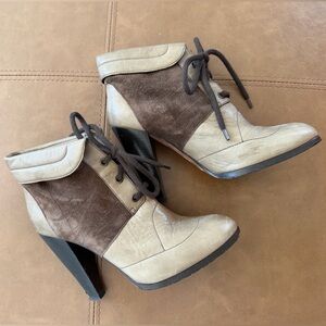 Derek Lam Two-Tone Suede Leather Lace-Up Ankle Boots 37.5 7.5